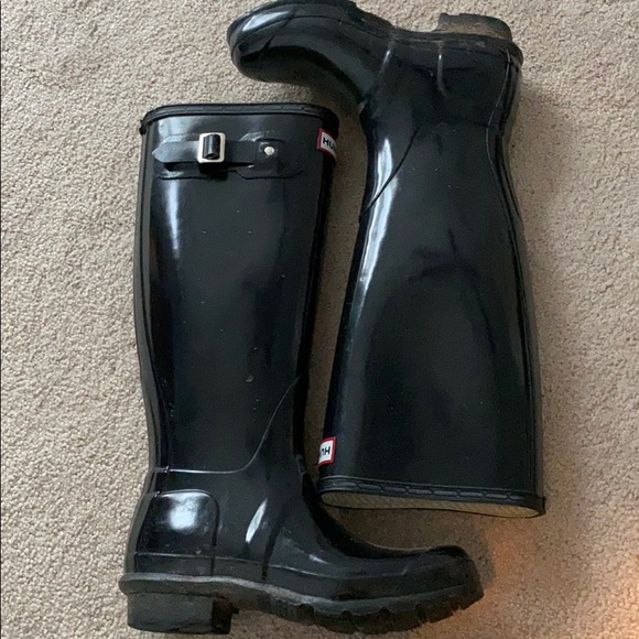 Black clear gloss tall hunter boots - Picture 1 of 3